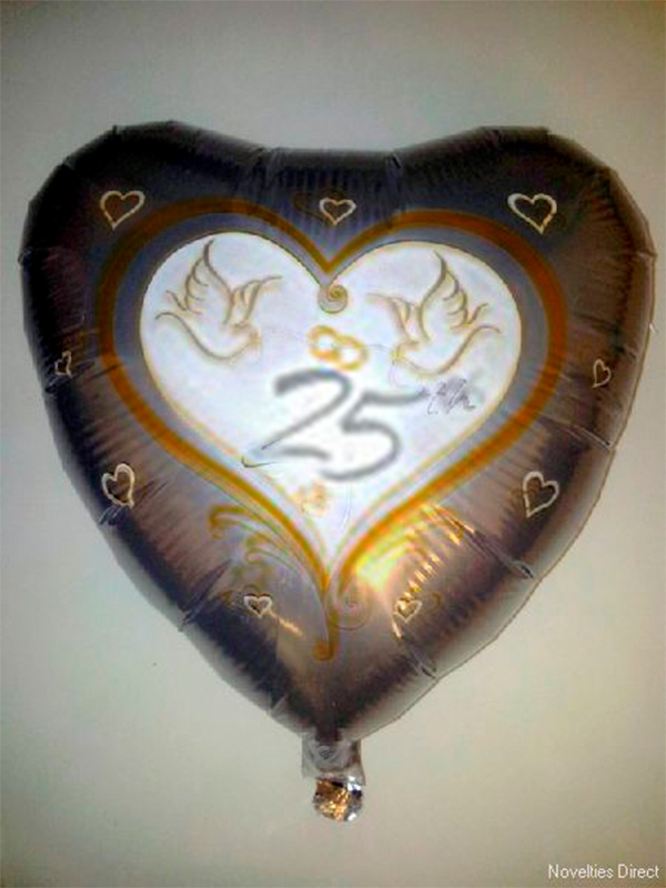 Foil Balloon 25th Wedding Anniversary, balloons | Novelties Direct